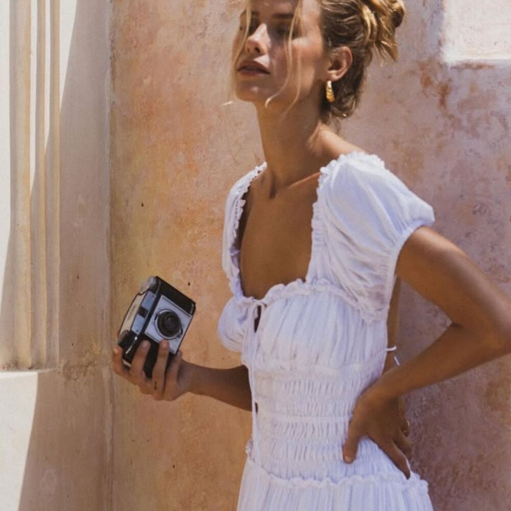 WHITE COTTAGE CORE MAXI DRESS / SUMMER DRESS / AURA THE LABEL / SIZE S
